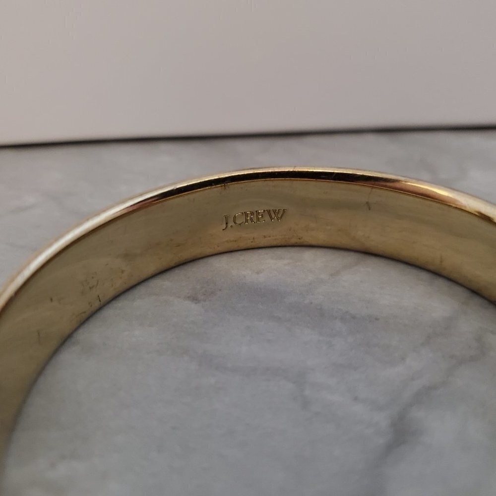 💕 Vintage 90s 1990s J.Crew Black Cream Striped Enamel Bangle Bracelet 💕 - Picture 7 of 12